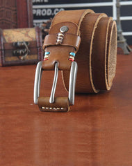 Genuine Leather Punk Rock Biker Trucker Mens Belt Men Black Coffee Belt for Men
