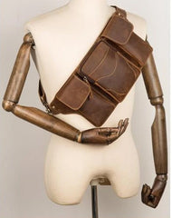 Vintage Leather Fanny Pack Mens Waist Bag Hip Pack Belt Bag Bumbag for Men