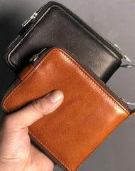 Genuine Leather Mens Cool billfold Leather Wallet Men Small Wallets Bifold for Men