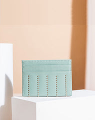 Cute Women Red Sheepskin Card Holder Slim Card Wallet Card Holder with Rivets Credit Card Holder For Women
