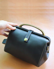 Handmade Womens Blue Leather Mini Doctor Handbags Shoulder Purses Black Doctor Purses for Women