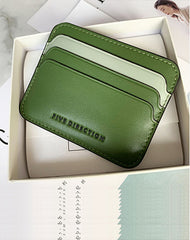 Cute Women Green Vegan Leather Card Holders Slim Card Wallet Minimalist Credit Card Holder For Women