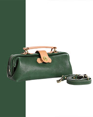 Womens Green Leather Mini Doctor Handbag Purses Classic Green Doctor Crossbody Purses for Women