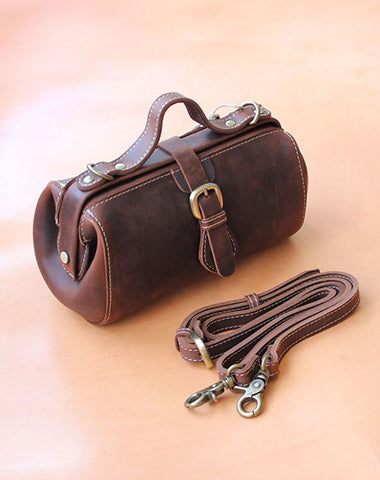 Womens Coffee Leather Doctor Handbag Purses Vintage Doctor Crossbody Purses for Women