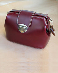 Womens Red Leather Doctor Shoulder Purses Claret Doctor Crossbody Purses for Women