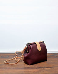 Vintage Womens Black Leather Small Doctor Shoulder Bag Black Doctor Crossbody Purse for Women