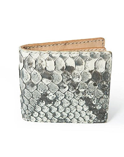 White Handmade Leather Bifold Mens Snakeskin billfold Wallet Bifold Small Wallet For Men