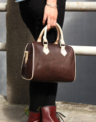 Fashion Womens Leather Small Boston Handbag Best Womens Leather Boston Purse Side Bag