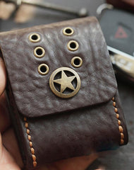 Dark Brown Handmade Leather Mens Black Car Key Holder Car Key Case with Belt Loop For Men