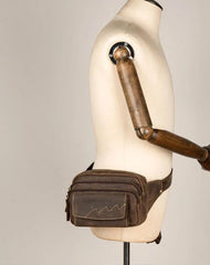 Cool Brown Leather Mens Bumbag Fanny Pack Brown Waist Bag Brown Hip Pack Belt Bag for Men