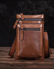 Brown Leather Men's Belt Pouch Small Shoulder Bag Side Bag Waist Bag Belt Bag For Men
