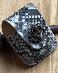Handmade Mens Black Leather Classic Zippo Lighter Case White Zippo Lighter Holder with Belt Loop