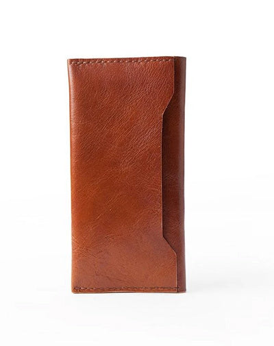 Handmade Brown Leather Mens Long Wallet Bifold Long Wallet CellPhone Wallet For Men