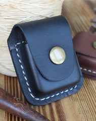 Black Leather Mens Standard Zippo Lighter Case Handmade Zippo Lighter Holder with Belt Clip
