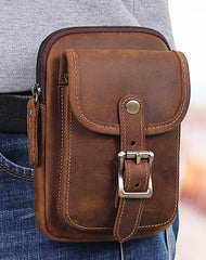 Brown Leather Cell Phone Holster Waist Pouches Belt Pouch Belt Bag For Men