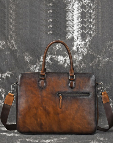Top Black Leather Men's Professional Briefcase 14‘’ Laptop Best Handbag Business Bag For Men
