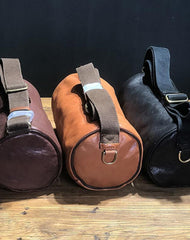 FASHION BROWN LEATHER MEN Small Side Bags Barrel MESSENGER BAG BLACK Bucket Bag Postman Bag FOR MEN