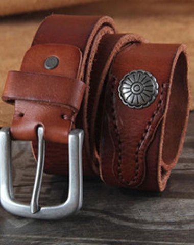 Genuine Leather Punk Rock Biker Trucker Mens Belt Men Black Coffee Belt for Men
