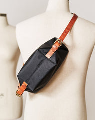 Canvas Leather Mens Fanny Pack Canvas Waist Bag Small Canvas Chest Bag for Men