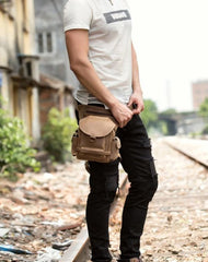 Cool Leather Belt Pouch Mens Waist Bag Camel Drop Leg Tools Bag BUMBAG for Men