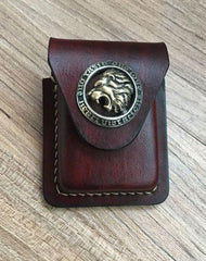 Coffee Lion Leather Classic Zippo Lighter Case Handmade Zippo Lighter Pouch with Belt Clip For Men