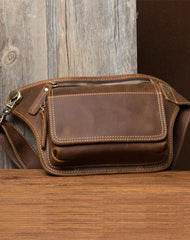 Vintage Leather Fanny Pack Mens Waist Bag Hip Pack Belt Bag Bumbag for Men
