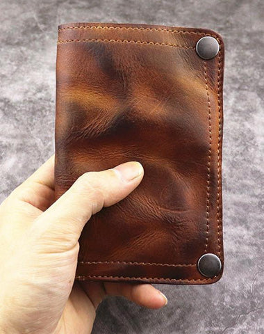Brown Leather Men Billfold Wallet Leather Black Vertical Bifold Wallet with Coin Pocket For Men