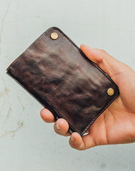Cool Coffee Leather Mens Vertical Bifold Small Wallet Front Pocket Bifold billfold Wallet For Men
