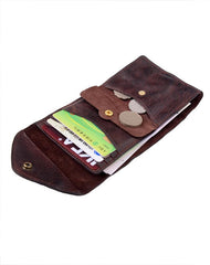 Vintage Coffee Leather Mens Envelope billfold Small Wallet Front Pocket Bifold billfold Wallet For Men