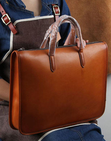 Handmade Leather Mens Cool Messenger Bag Briefcase Work Bag Laptop Bag for men