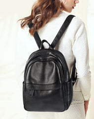 Fashion Womens Black Leather Backpack Purse Leather School Black Backpack Laptop Backpack Purse