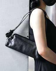 Fashion Womens Black Leather Long Doctor Shoulder Purse Black Doctor Crossbody Purses for Women