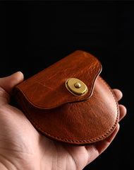 Cool Black Leather Mens Small Coin Wallet Change Wallet Brown Coin Earphones Cases For Men