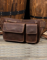 Vintage Leather Fanny Pack Mens Waist Bag Hip Pack Belt Bag Bumbag for Men