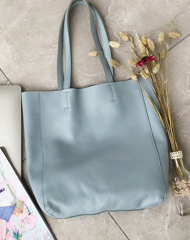 Fashion Womens Blue Leather Vertical Tote Bags Blue Shoulder Tote Bag Handbag Tote For Women