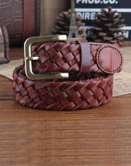 Genuine Leather Braided Punk Rock Biker Trucker Mens Belt Men Black Coffee Belt for Men