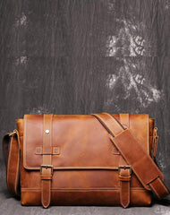 Vintage Brown LEATHER MENS Messenger Bag Side Bag Brown Postman Bag Courier Bag FOR MEN