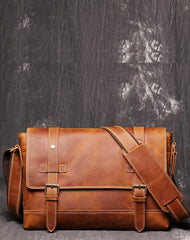 Vintage Brown LEATHER MENS Messenger Bag Side Bag Brown Postman Bag Courier Bag FOR MEN