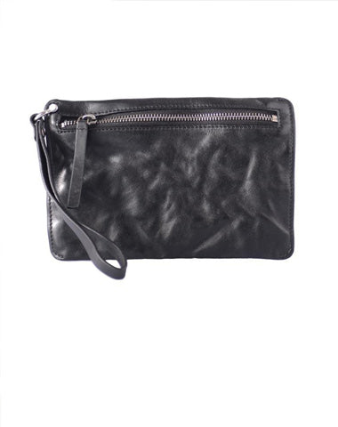 Cool Black Leather Mens Wristlet Wallets Zipper Clutch Wallet Coffee Wristlet Vintage Clutch Purse For Men