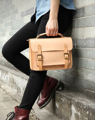 Handmade Womens Coffee Leather Satchel Shoulder Bag Cambridge Structured Satchel Handbag Purse for Men