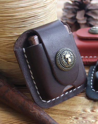 Mens Black Leather Classic Zippo Lighter Case Handmade Zippo Lighter Holder with Belt Clip