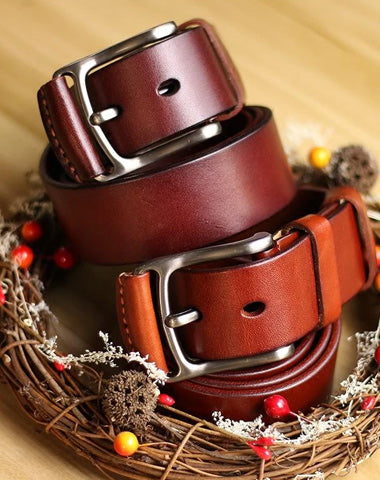 Cool Handmade Buckle Black Leather Mens Belt Dark Brown Leather Belts for Men