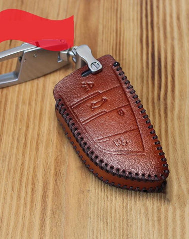 Handmade Brown Leather BMW X5X6 Mens Car Key Case BMW Car Key Holder