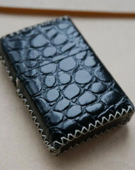 Cool Handmade Black Leather Mens Classic Zippo Lighter Case Standard Zippo Lighter Holder for Men