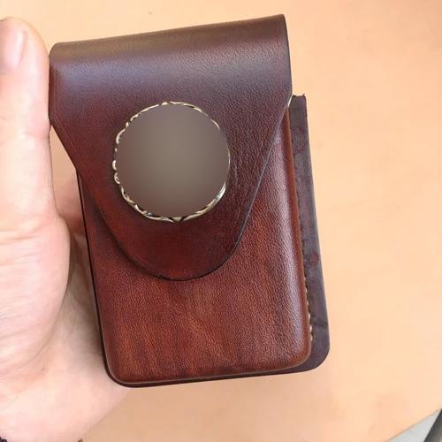 Cool Brown Leather Mens Cigarette Case Cigarette - Back View