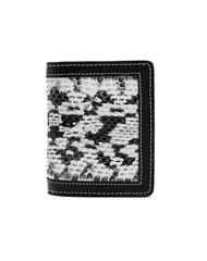 Black Leather Mens Snakeskin billfold Wallet Bifold Front Pocket SnakeSkin Small Wallet For Men
