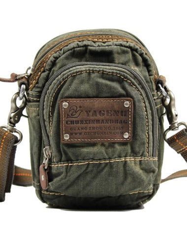 Canvas Black Mens Small Vertical Postman Bag Belt Pouch Messenger Bags Belt Bag For Men
