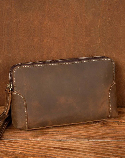 Cool Brown Mens long Wallet Wristlet Bag Clutch Wallet Envelope Wallet for Men