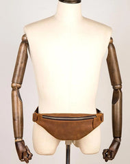 Vintage Brown Mens Leather Mens Fanny Pack Brown Waist Bag Hip Pack Belt Bag Bum bag for Men
