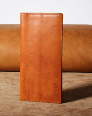 Genuine Leather Mens Cool Long Leather Wallet Slim Travel Passport Wallet for Men